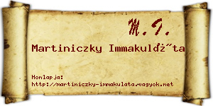 Martiniczky Immakuláta névjegykártya